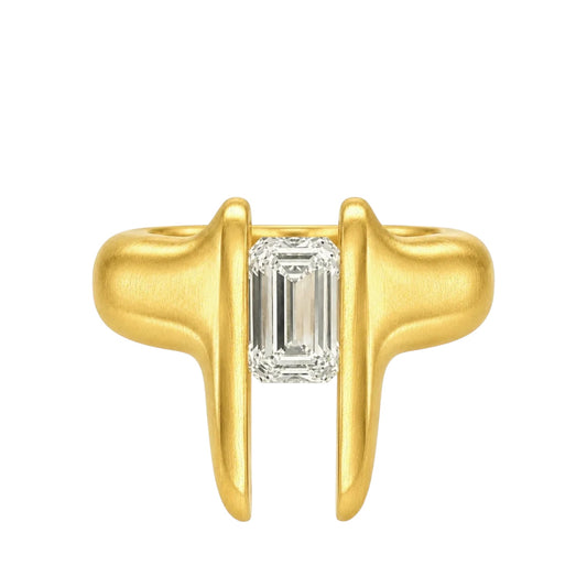 TUSKS EMERALD CUT DIAMOND RING