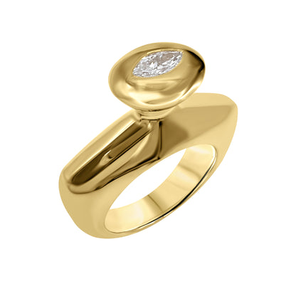 botella diamond ring in solid 18K yellow gold 